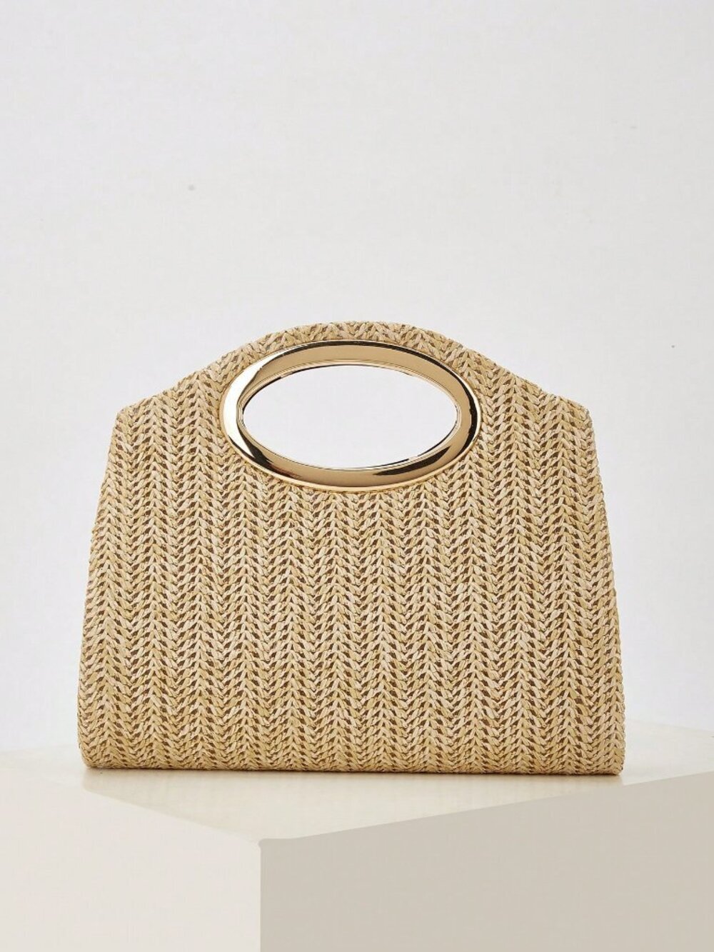 Khaki Versatile Minimalist Woven Women's handle and Shoulder Bag - Picture 5 of 9